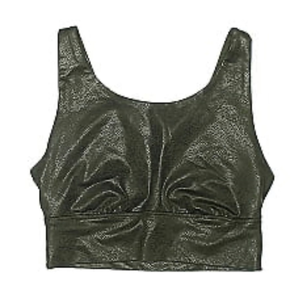 Aerie Offline size Large faux leather‎ sports bra with cut out in the back